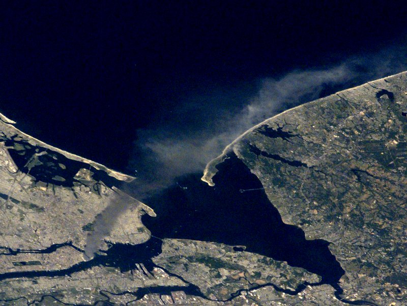 International Space Station Imagery showing the fire plume from Manhattan after the September 11, 2001 terrorist attack on the World Trade Center, New York City