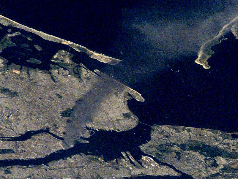 International Space Station Imagery showing the fire plume from Manhattan after the September 11, 2001 terrorist attack on the World Trade Center, New York City