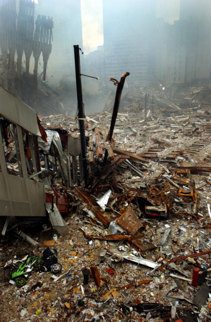 View of Ground Zero at the World Trade Center, New York, after the September 11, 2001 Attacks