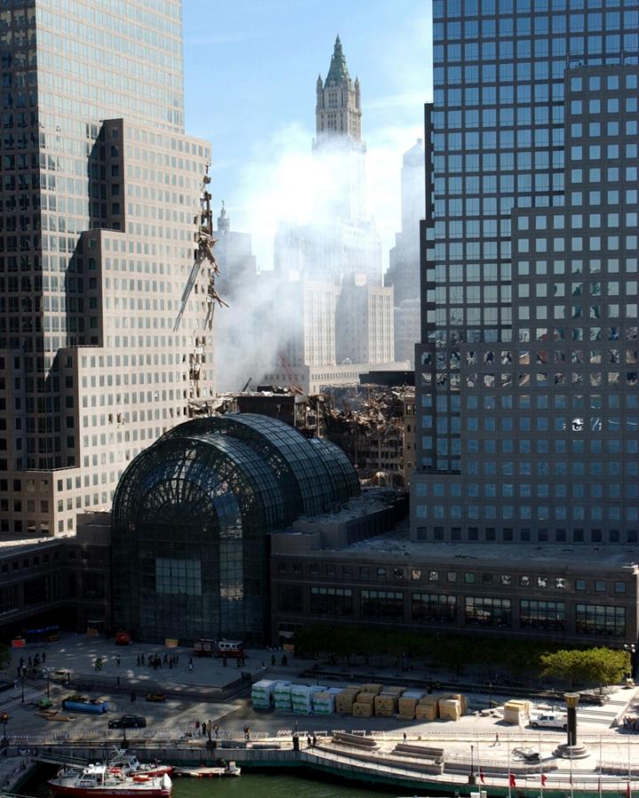 View of Ground Zero at the World Trade Center, New York, after the September 11, 2001 Attacks