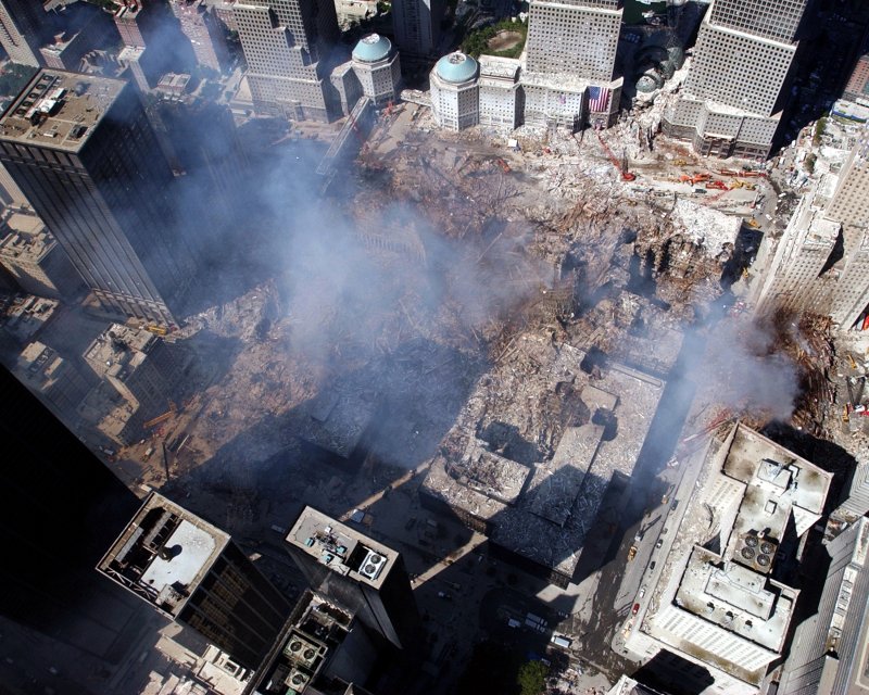 View of Ground Zero at the World Trade Center, New York, after the September 11, 2001 Attacks