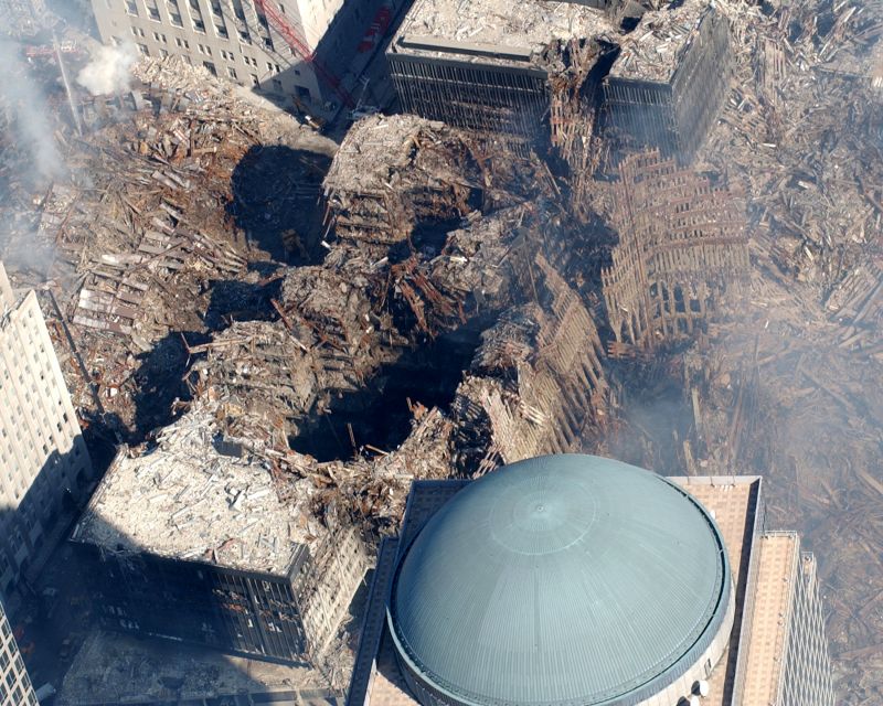 View of Ground Zero at the World Trade Center, New York, after the September 11, 2001 Attacks