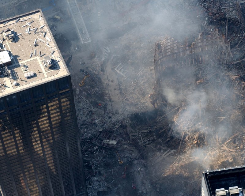 View of Ground Zero at the World Trade Center, New York, after the September 11, 2001 Attacks
