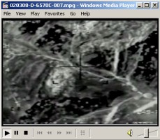 Video showing showing a flight of F-15s dropping numerous bombs on al Qaeda fighting positions and hitting on March 7, 2002, al Qaeda positions in a valley