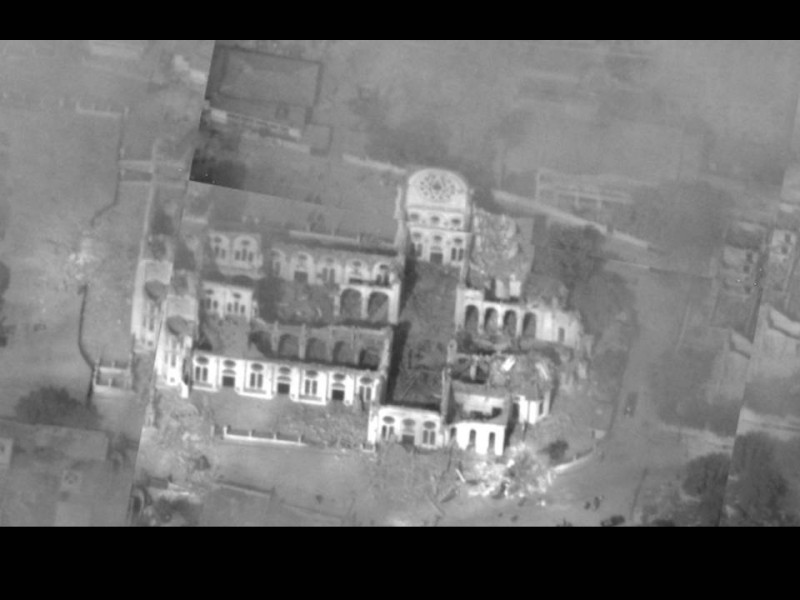 Aerial view of the damaged National Cathedral in Haiti following the January 12, 2010 earthquake