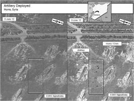 Artillery deployed outside city of Homs, Syria, 6 June 2012.