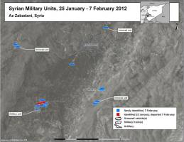 Military deployments in the vicinity of Az Zabadani between 25 January and 7 February 2012.