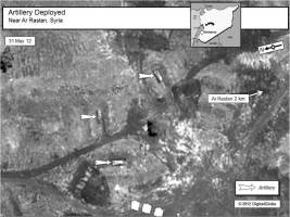 Artillery deployed near Ar Rastan, Syria, 31 May 2012.