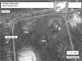 Artillery deployed near Al Qusayr, Syria, 31 May 2012.