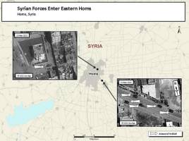 Armored vehicles entered eastern Homs on 10 March 2012.