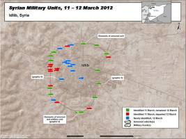 Additional armored and artillery units arrived outside of Idlib by 11 March 2012 and began deploying into the city by 12 March 2012.