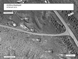 This graphic depicts artillery deployed in At Takiyah to support security operations in the Az Zabadani area.