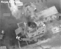 Still image taken from the airstrike targeting pod's video footage showing the Libyan coastal radar station after being struck by the Brimstone missile as part of NATO Operation Unified Protector