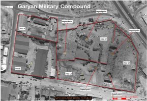 Post-NATO Battle Damage Assessment(BDA) imagery of the Gharyan Military Compound located ~80km south of Tripoli, Libya