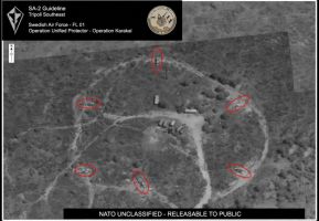 Reconnaissance imagery of Libyan SA-2 anti-aircraft systems, taken as part of Operation Karakal