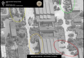 >Reconnaissance imagery of a SAM(Surface-to-Air Missile) and AAA(Anti-Aircraft Artillery) Training Facility in Tripoli, taken as part of Operation Karakal
