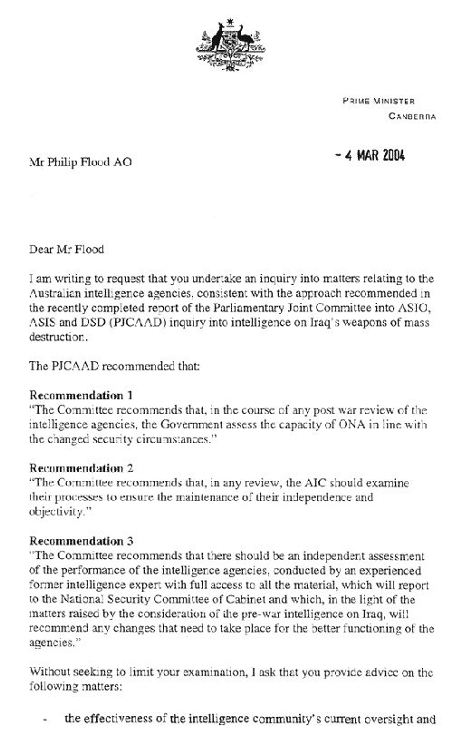 Prime Minister's Letter of 4 March 2004 - Page 1 of 2