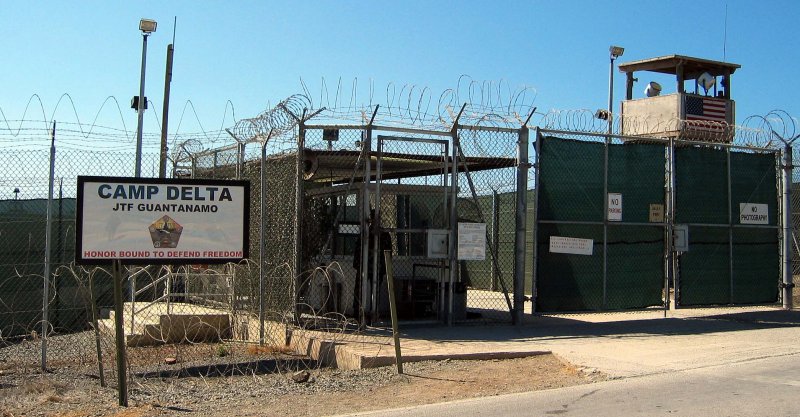 View of the entrance to Camp 1 at Camp Delta, Naval Station Guantanamo Bay, Cuba