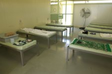 View of one of the barracks rooms in Camp 4, the medium security facility within Camp Delta at Naval Station Guantanamo Bay, Cuba