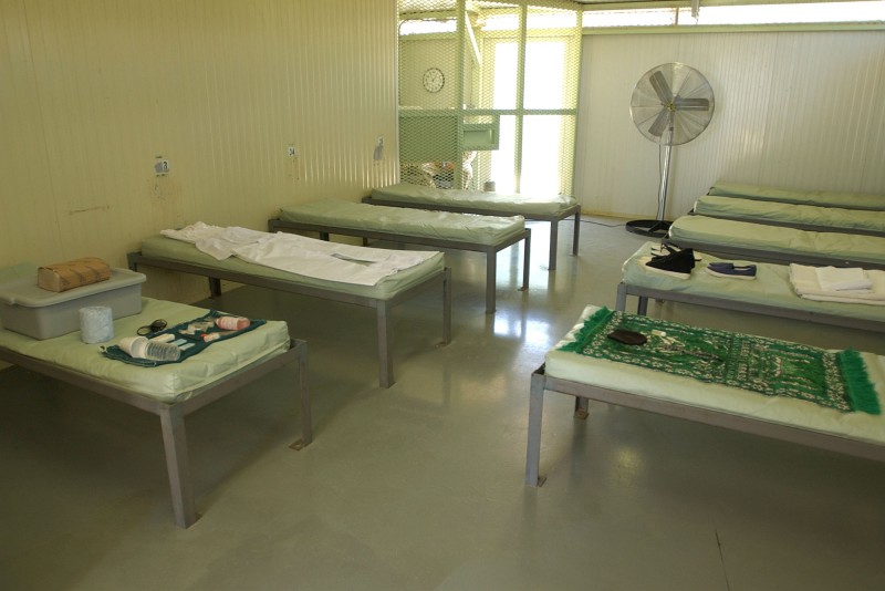 View of one of the barracks rooms in Camp 4, the medium security facility within Camp Delta at Naval Station Guantanamo Bay, Cuba