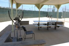 Recreation yard in Camp 4, the medium security facility within Camp Delta at Naval Station Guantanamo Bay, Cuba
