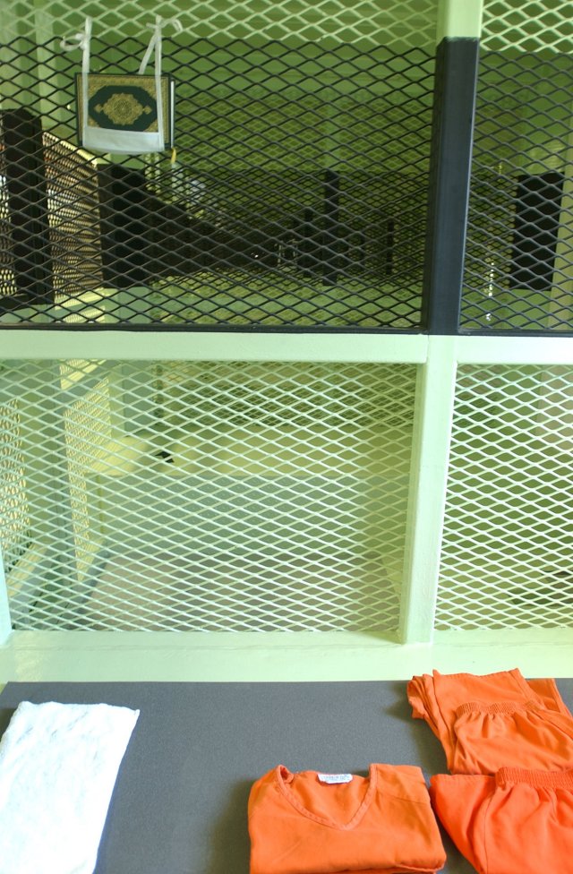 The cell of a compliant detainee at Camp Delta, Naval Station Guantanamo Bay, Cuba