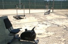 The recreation yards in Camp Delta, Naval Station Guantanamo Bay, Cuba, include exercise equipment for the detainees