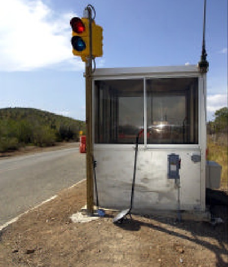 Camp Delta traffic check point traffic light. It's Guantanamo Bay' only taraffic light and the second traffic light in Guantanamo Bay history