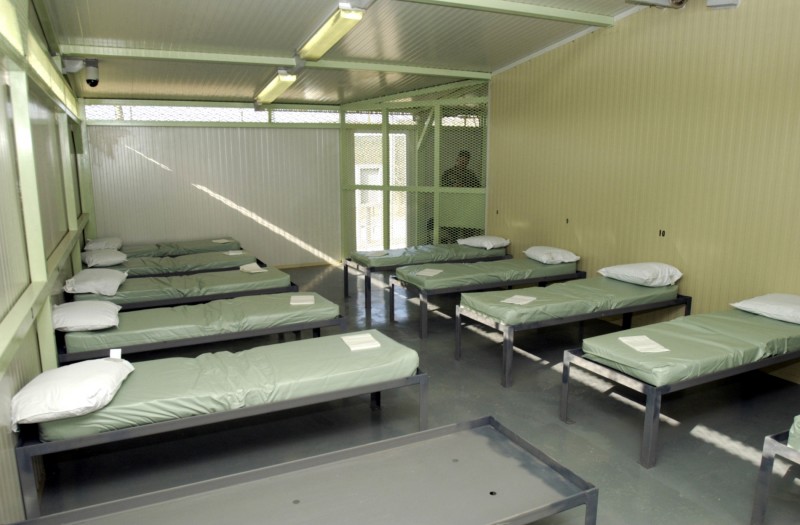 Dormitory at the medium security facility Camp 4 of Camp Delta, Guantanamo Bay, Cuba