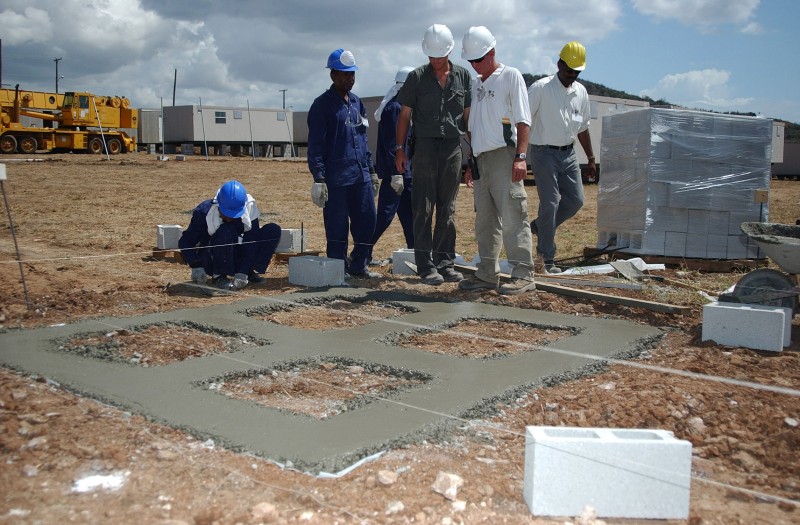 Image of the early construction phase of the Camp Delta detention facility at Guantanamo Bay, Cuba