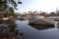 Flooded house in New Orleans in the wake of Hurricane Katrina