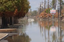 Flooded street in New Orleans in the wake of Hurricane Katrina