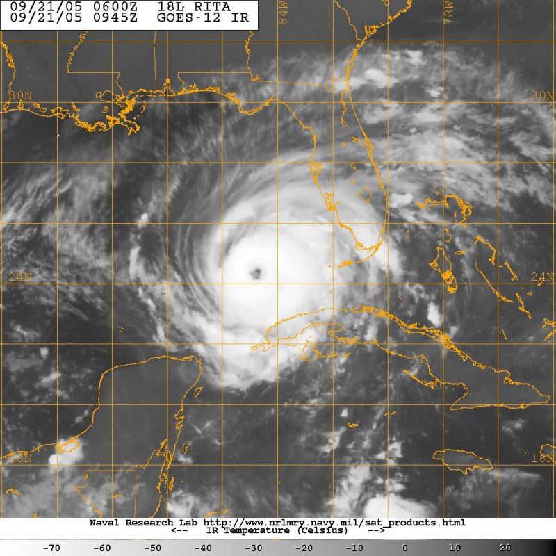 Satellite image showing the status of Hurricane Rita on Sept. 21, 2005
