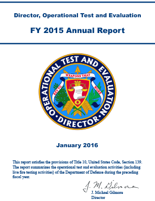 DOT&E FY2015 Annual Report Front Cover