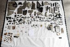 MANAMA, Bahrain (Nov. 20, 2022) Image taken Nov. 20, showing debris fragments from an Iranian-made Shahed-136 unmanned aerial vehicle collected as evidence by a U.S. Navy explosive ordnance disposal team aboard M/T Pacific Zircon, Nov. 16. (U.S. Navy photo by Mass Communication Specialist 1st Class Mark Thomas Mahmod)