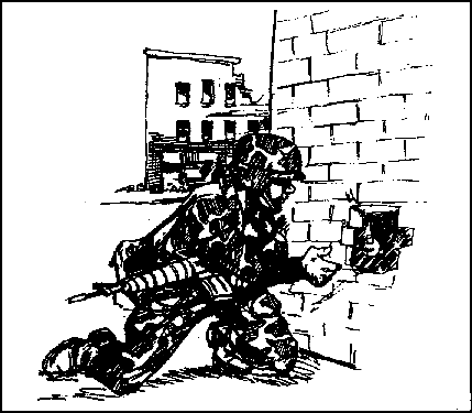 Figure 2-28.  Lower corner of a building used for cover