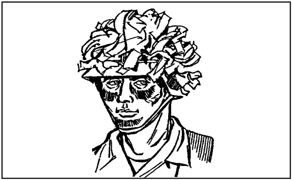 Figure 3-20.  Helmet camouflaged with burlap strips.