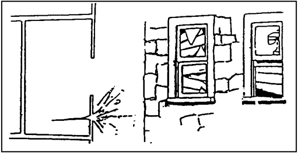 Figure 3-24.  Point of aim for a shaped-charge weapon against a masonry structure.