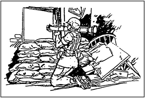 Figure 3-29.  Firing a 90-mm RCLR, AT4, AT8 or SMAW from inside a building.