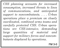 Quote from FM 3-0 re CSS Planning