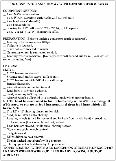 Figure I-18. PDG Generator and HMMWV with S250 Shelter Loading Checklist