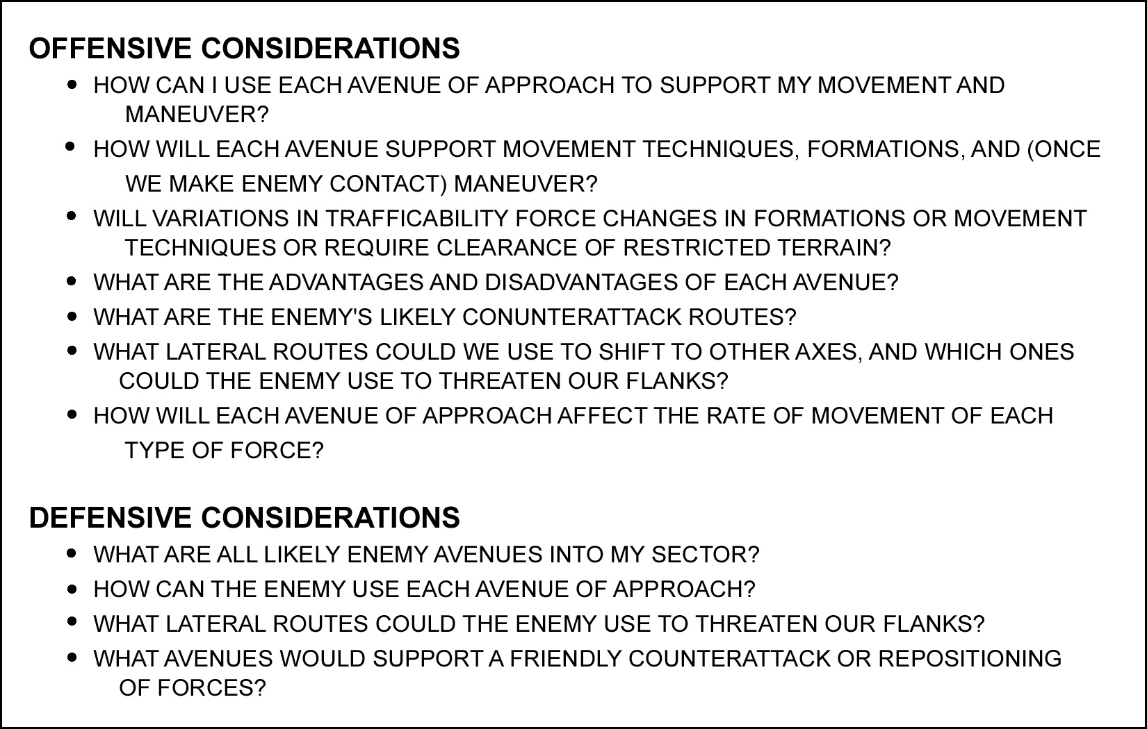 Figure 2-5. Considerations in avenue of approach analysis.