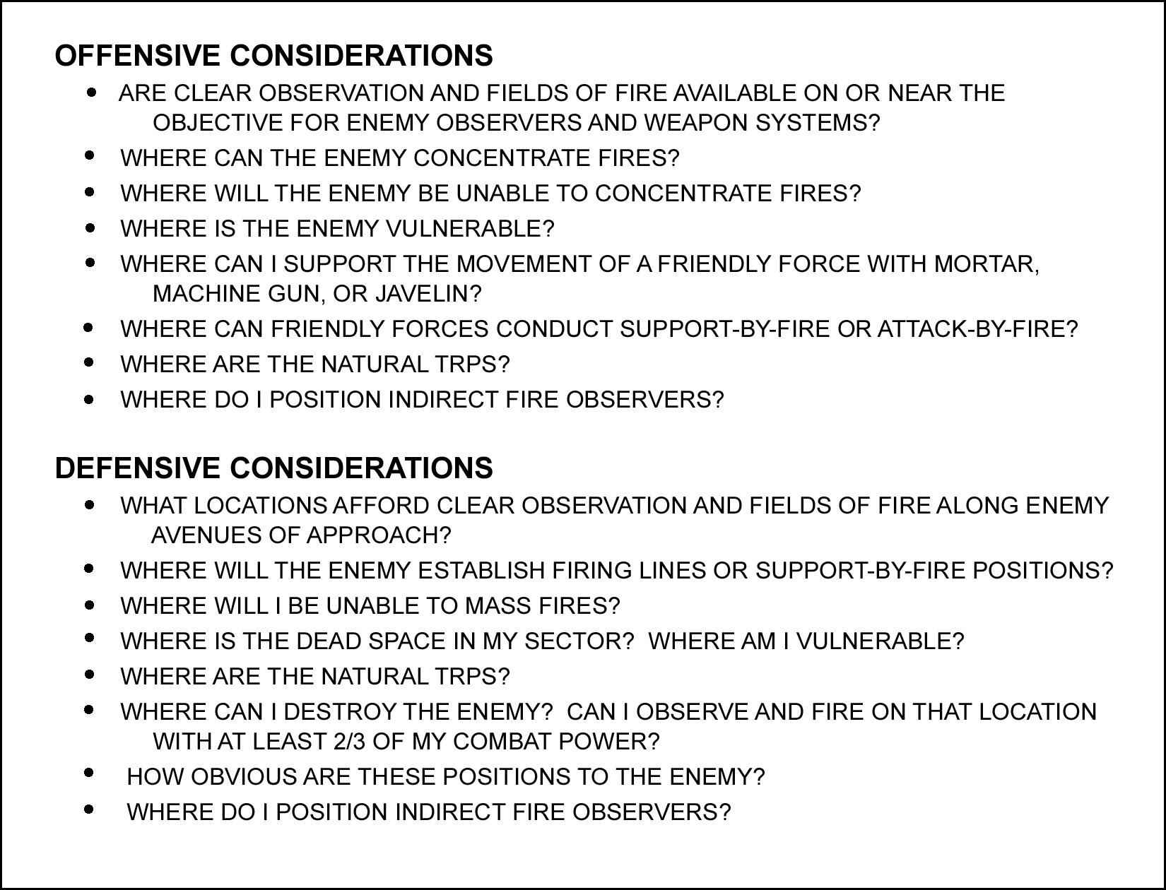 Figure 2-7. Considerations in analysis of observation and fields of fire.