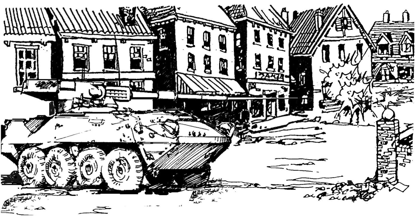 Figure 6-1. MGS in direct fire, supported by infantry.