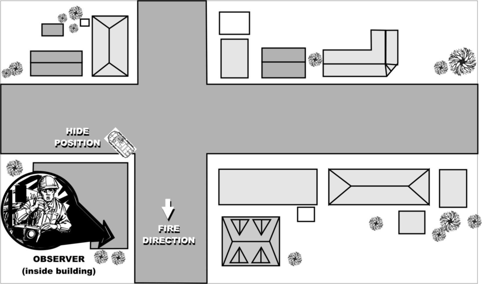 Figure B-8. Example vehicle hide position in an urban environment.