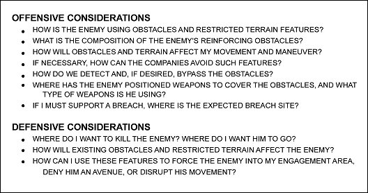 Figure 2-5. Considerations in obstacle and terrain analysis.