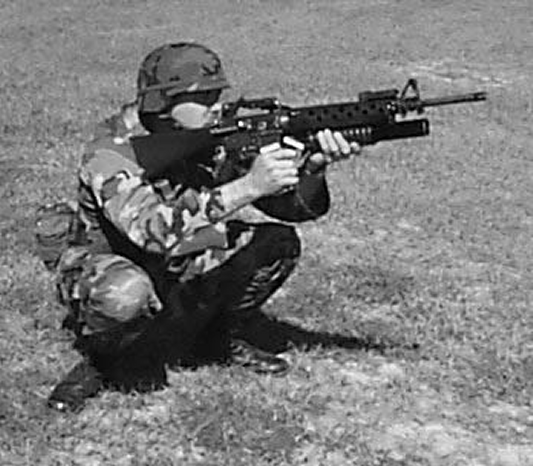 Figure 5-11. Squatting position, quadrant sight.
