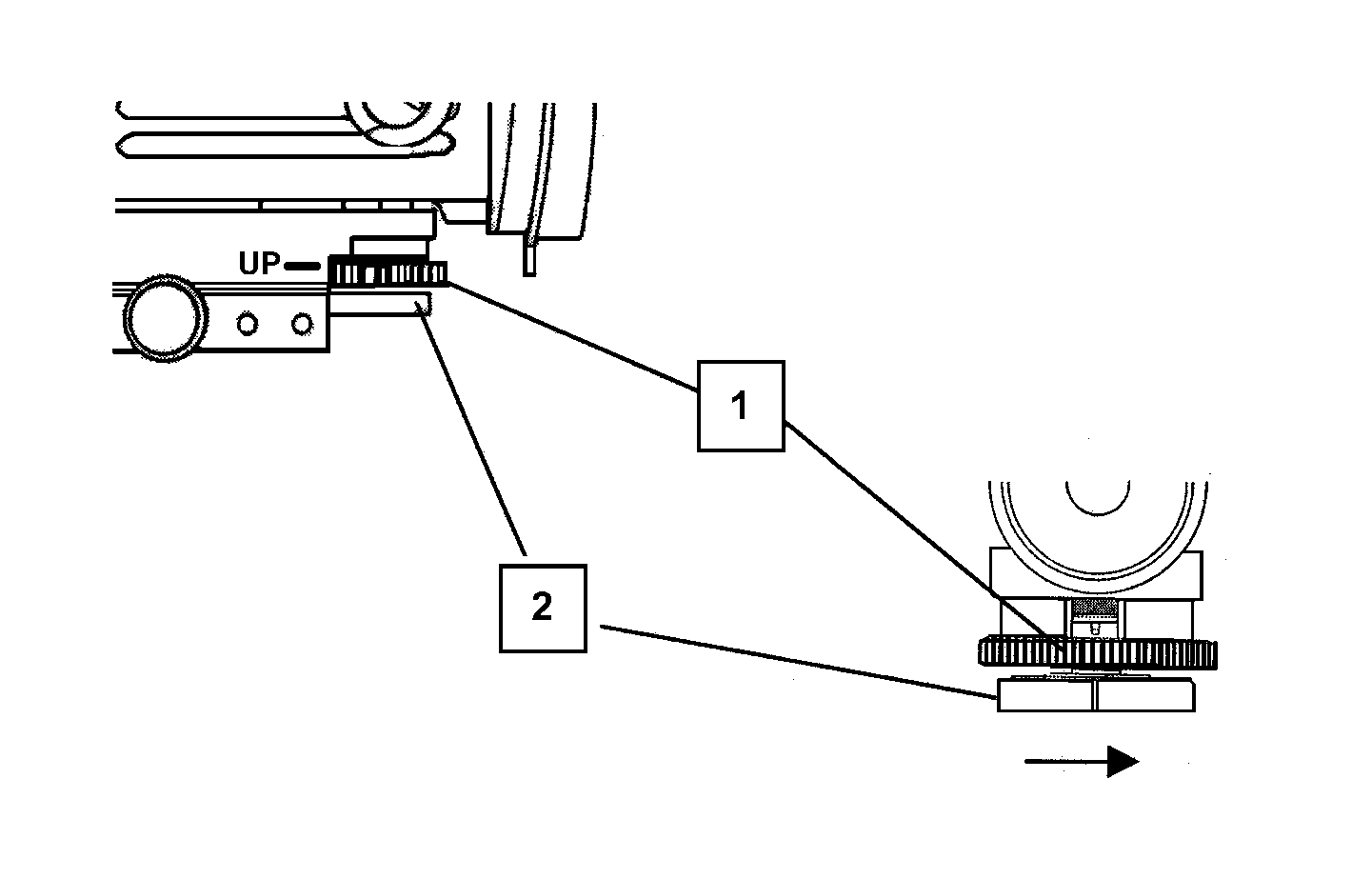 Figure G-34. Rotation of the elevation adjustment dial.