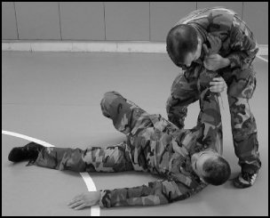 Figure 8-2. Defense against the standing rear naked choke leaning back (continued).