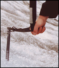 Figure 10-17. Placement of ice screw using the pick.